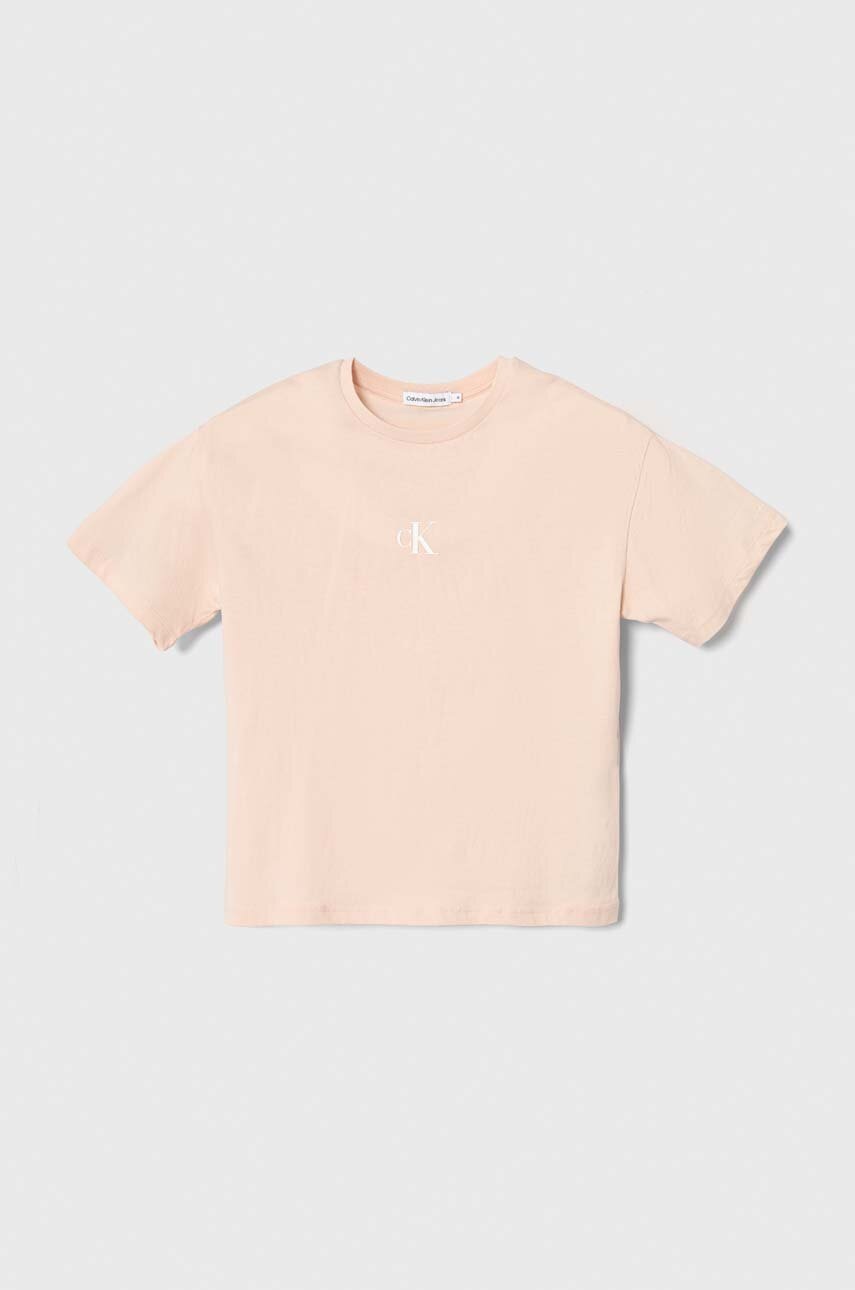 

Памучна тениска Calvin Klein Jeans в розово, Розов