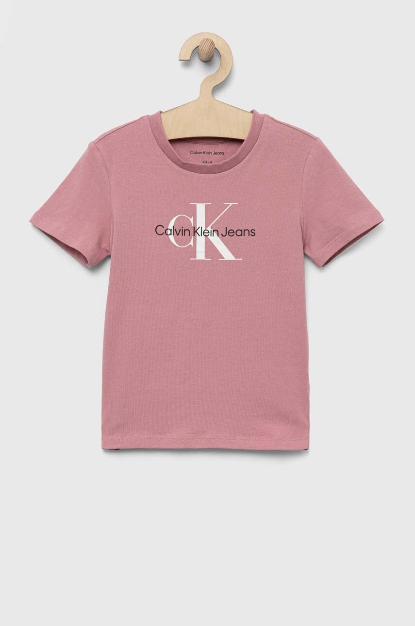 

Детска тениска Calvin Klein Jeans в розово, Розов