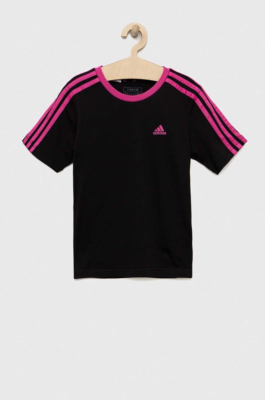 Dětské bavlněné tričko adidas černá barva - černá -  Hlavní materiál: 100 % Bavlna Stahová