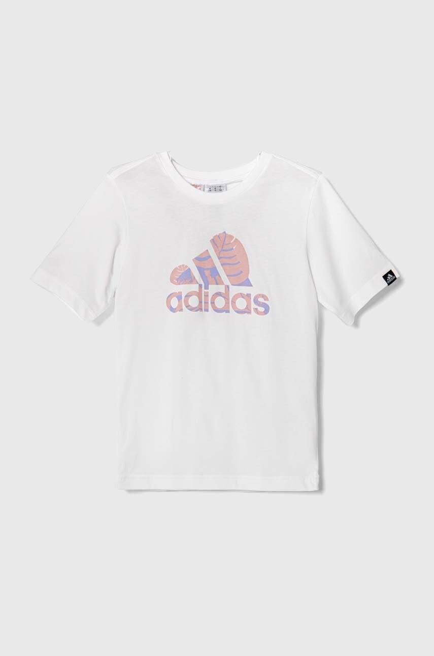 

Детска памучна тениска adidas в бяло, Бял