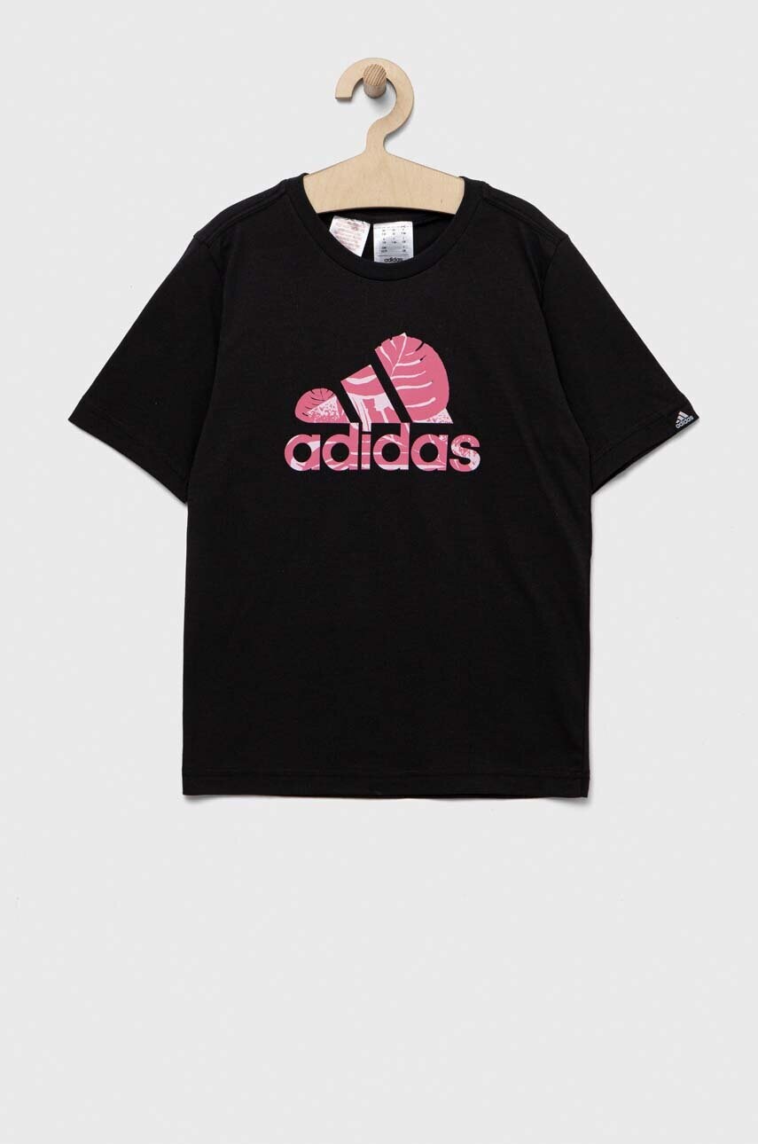 

Дитяча бавовняна футболка adidas колір чорний