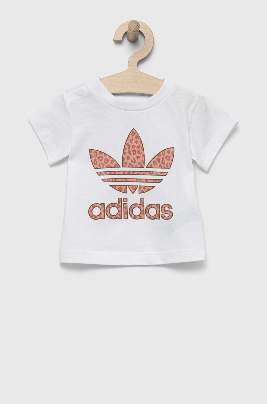 Levně Dětské bavlněné tričko adidas Originals bílá barva
