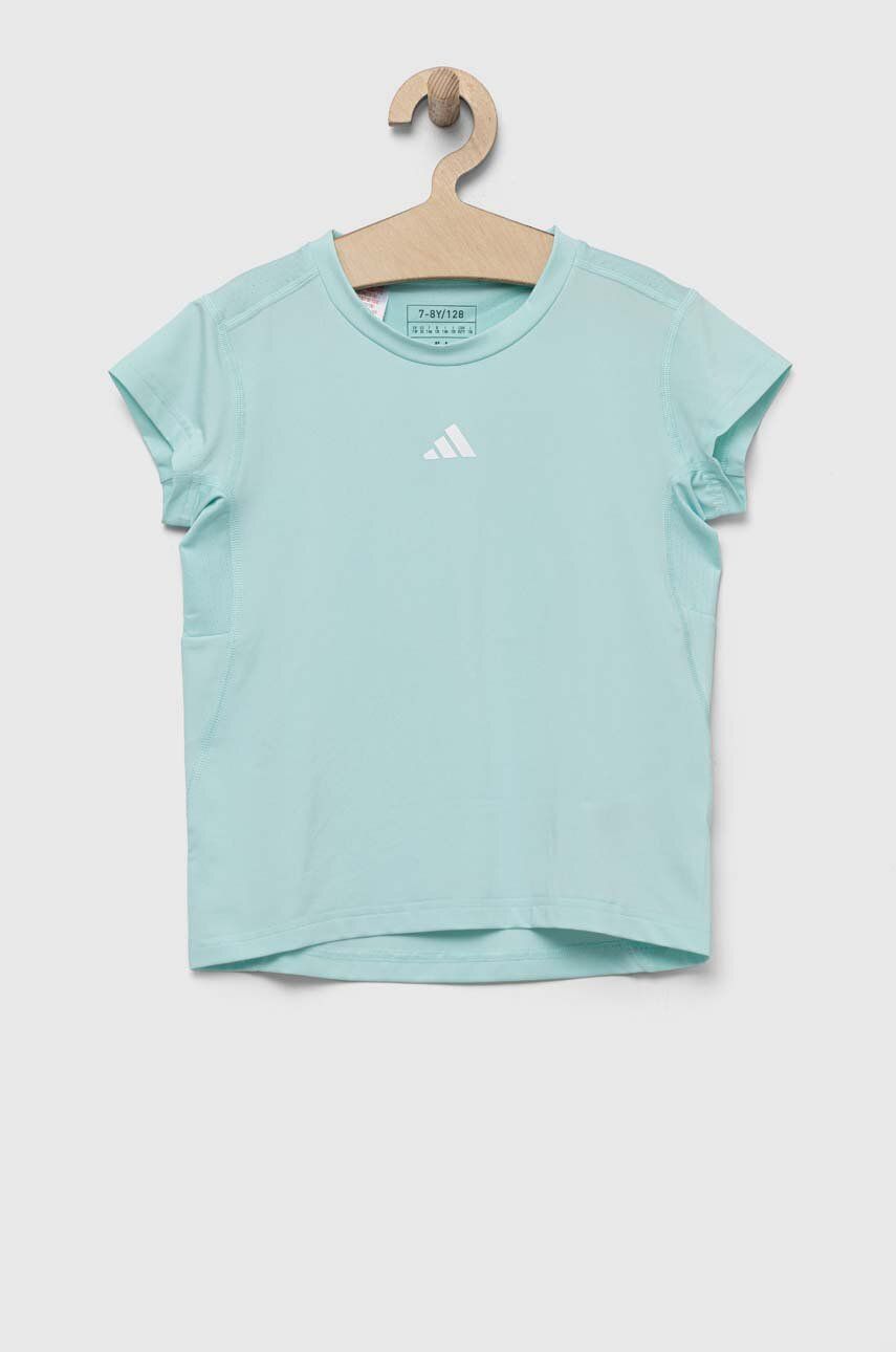 Levně Dětské tričko adidas tyrkysová barva