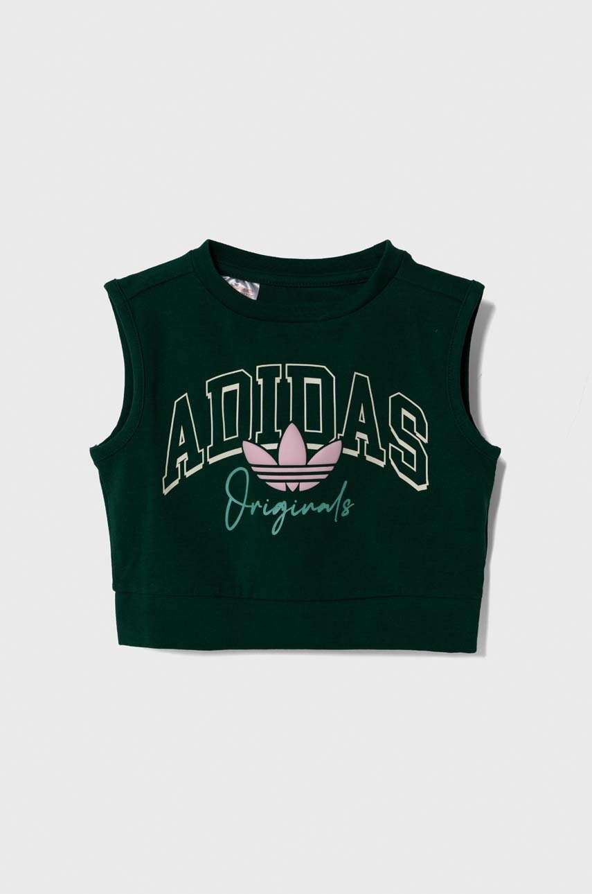 Dětský top adidas Originals zelená barva - zelená -  93 % Bavlna