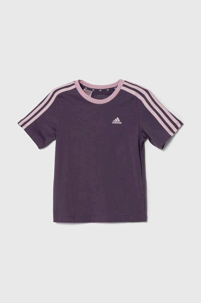 Dětské bavlněné tričko adidas fialová barva - fialová - Hlavní materiál: 100 % Bavlna Stahovák:
