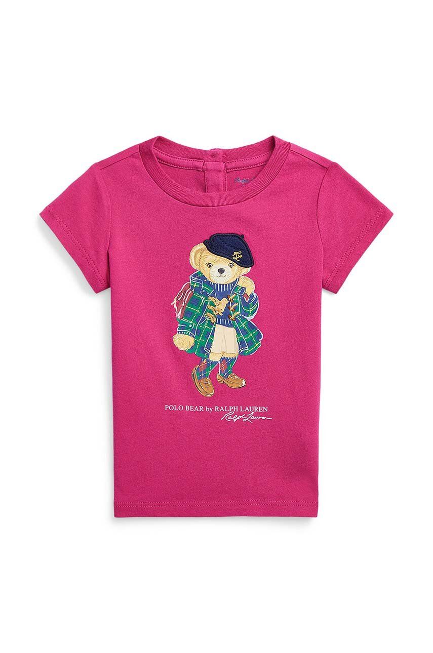 Bavlněné dětské tričko Polo Ralph Lauren růžová barva - růžová -  100 % Bavlna