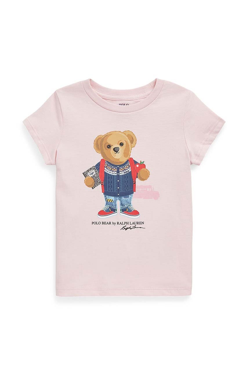 

Детска памучна тениска Polo Ralph Lauren в розово, Розов