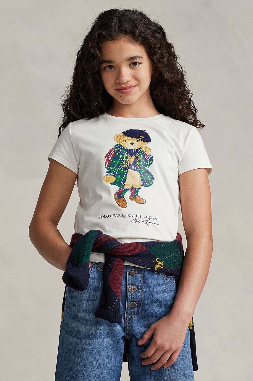 

Дитяча бавовняна футболка Polo Ralph Lauren колір білий