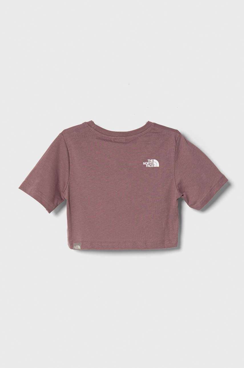 Детская хлопковая футболка The North Face G S/S CROP EASY TEE цвет розовый