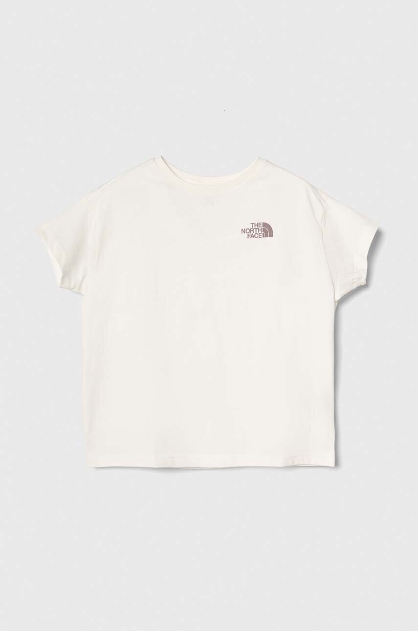The North Face tricou de bumbac pentru copii G VERTICAL LINE S/S TEE culoarea alb