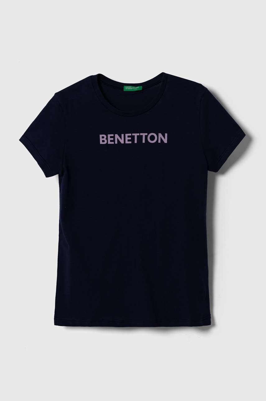 

Детская хлопковая футболка United Colors of Benetton цвет синий