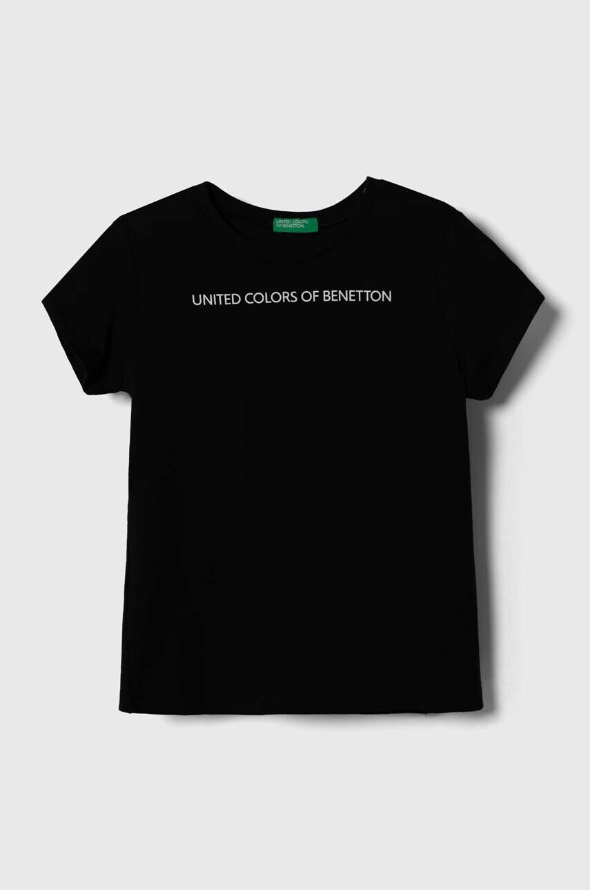 

Дитяча бавовняна футболка United Colors of Benetton колір чорний
