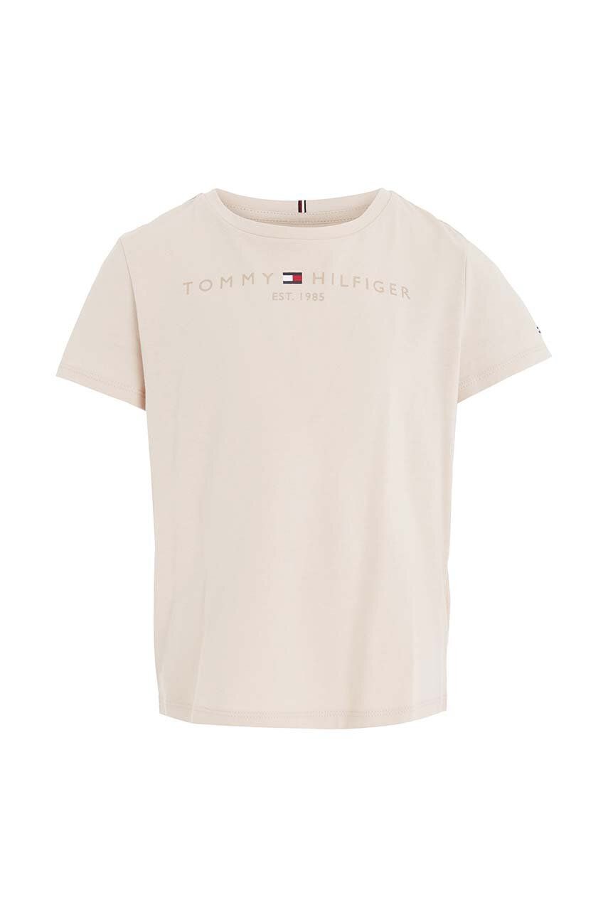 Dětské bavlněné tričko Tommy Hilfiger béžová barva - béžová - 100 % Bavlna