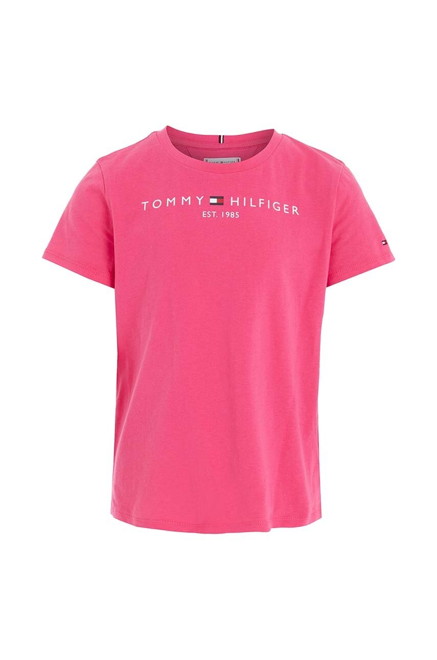 

Детская хлопковая футболка Tommy Hilfiger цвет розовый