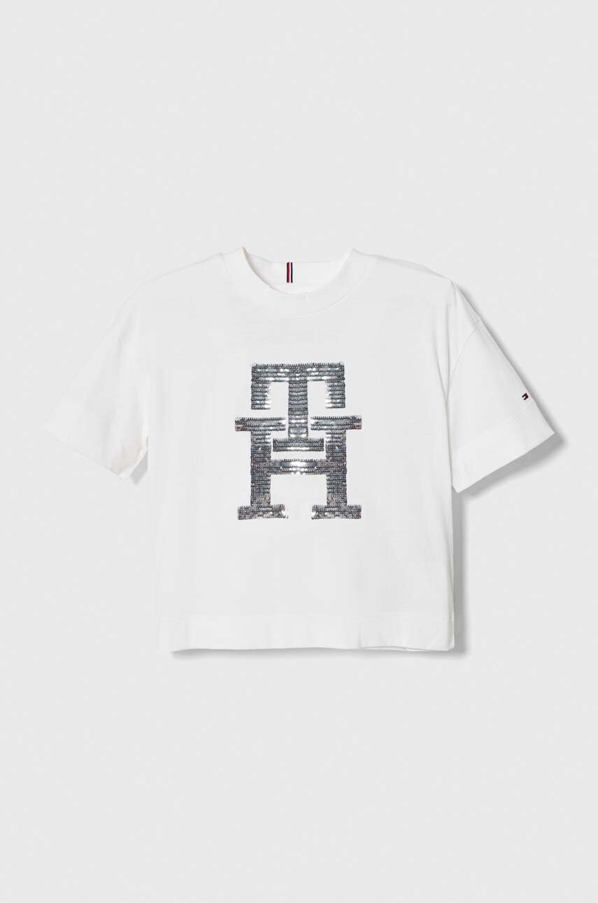 

Дитяча бавовняна футболка Tommy Hilfiger колір білий