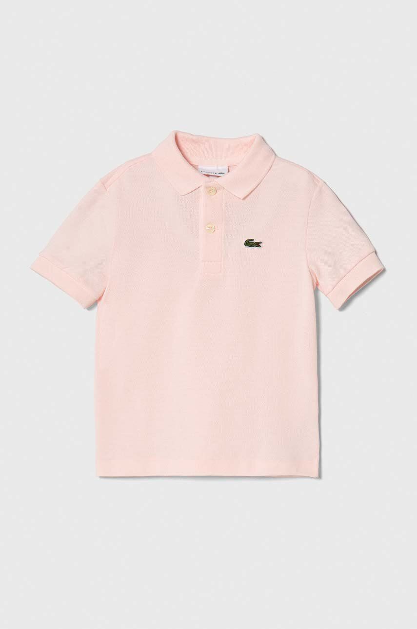 Bavlněné polo tričko Lacoste růžová barva, s límečkem - růžová - 100 % Bavlna