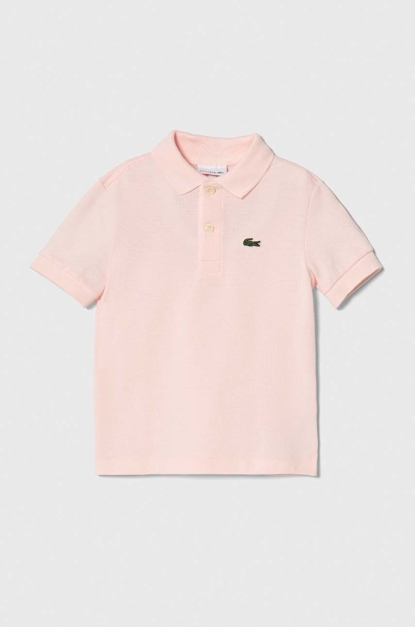 Lacoste polo de bumbac culoarea roz, cu guler