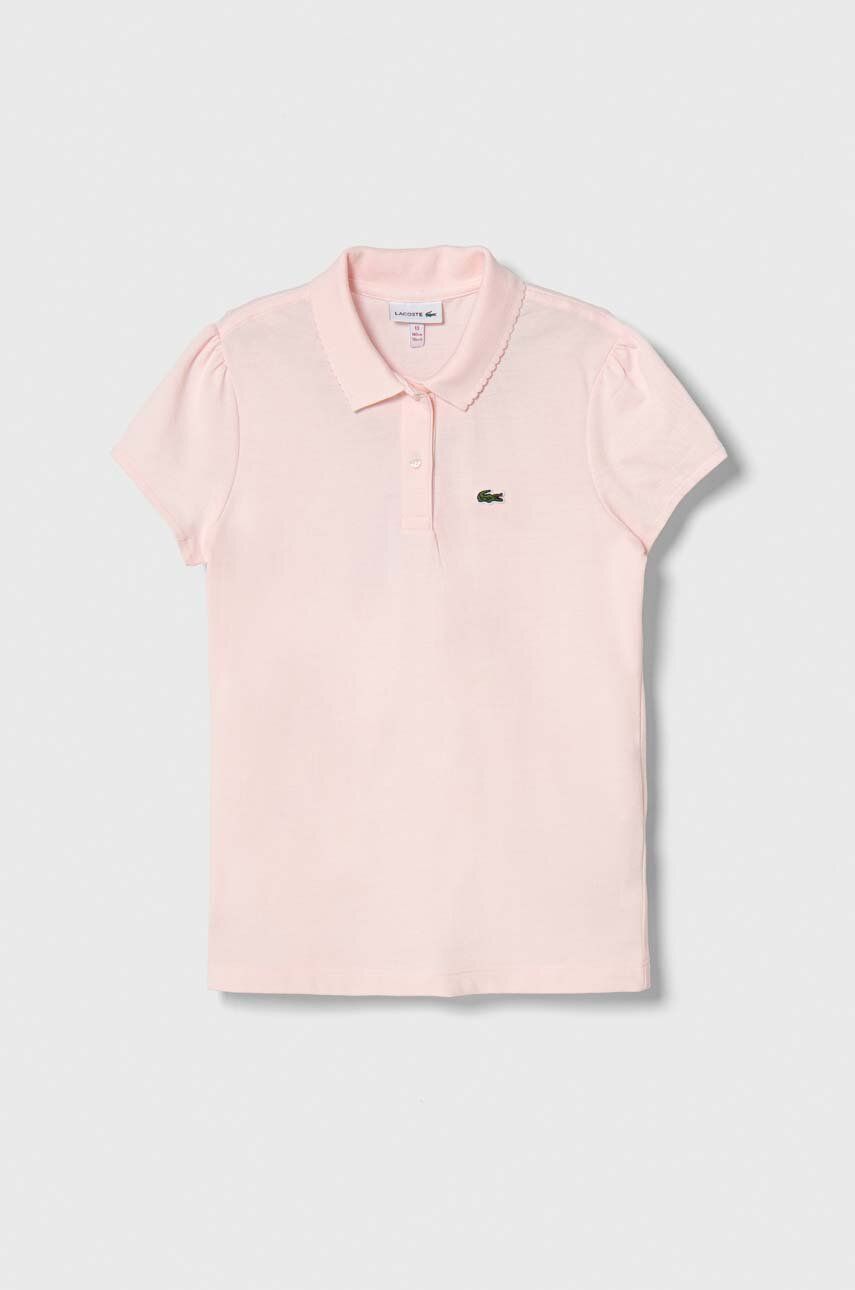 Lacoste tricouri polo din bumbac pentru copii culoarea roz, cu guler