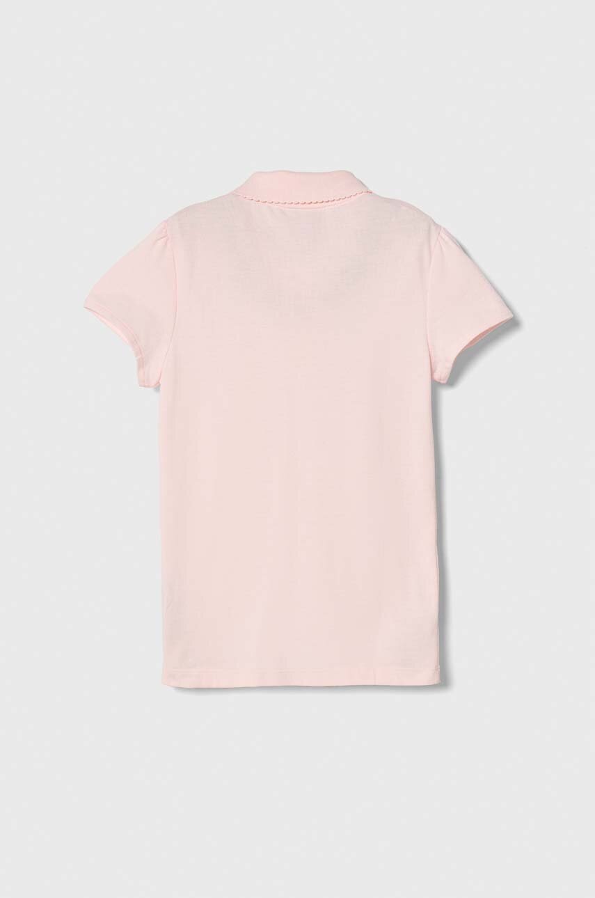 Детское хлопковое поло Lacoste цвет розовый с воротником Детское хлопковое поло Lacoste цвет розовый с воротником