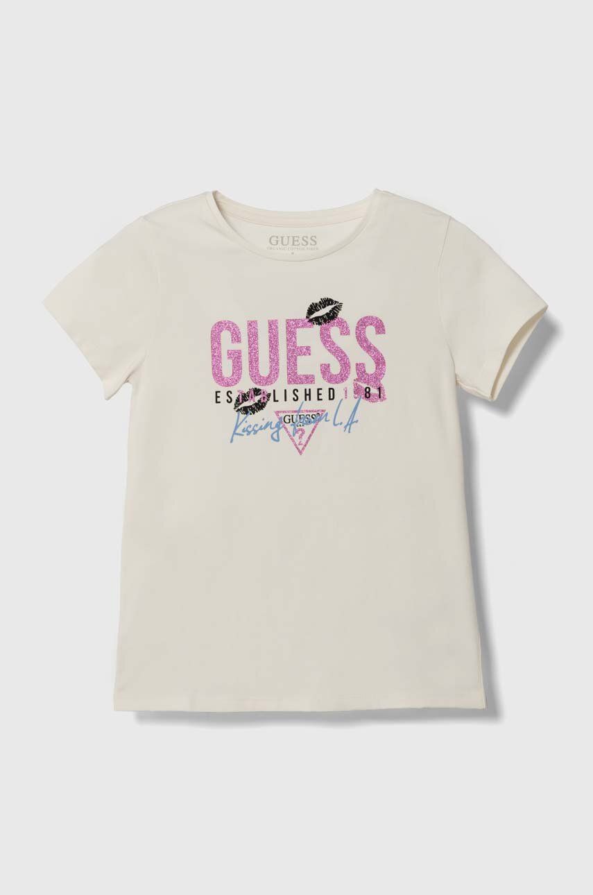 Детская футболка Guess цвет бежевый Детская футболка Guess цвет бежевый