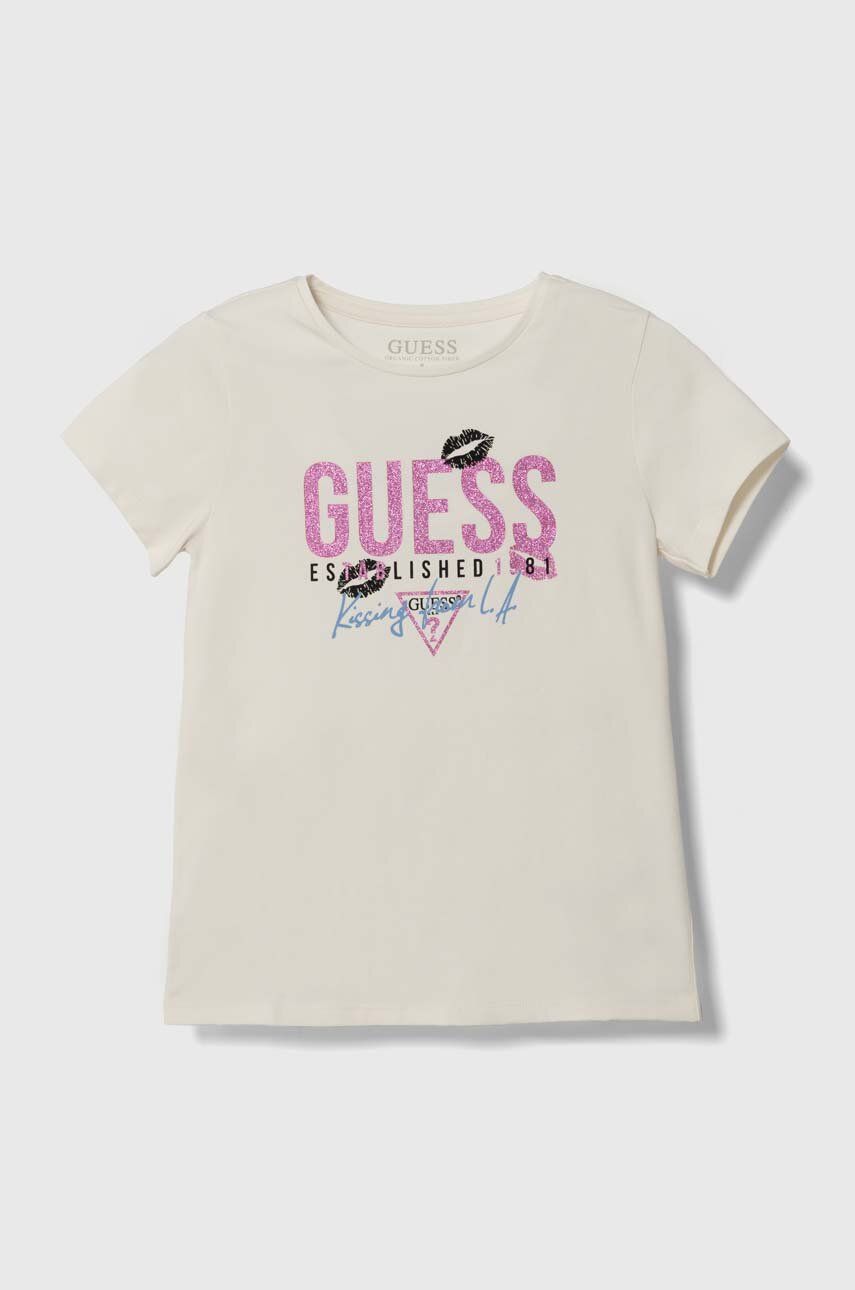 

Детска тениска Guess в бежово, Бежов