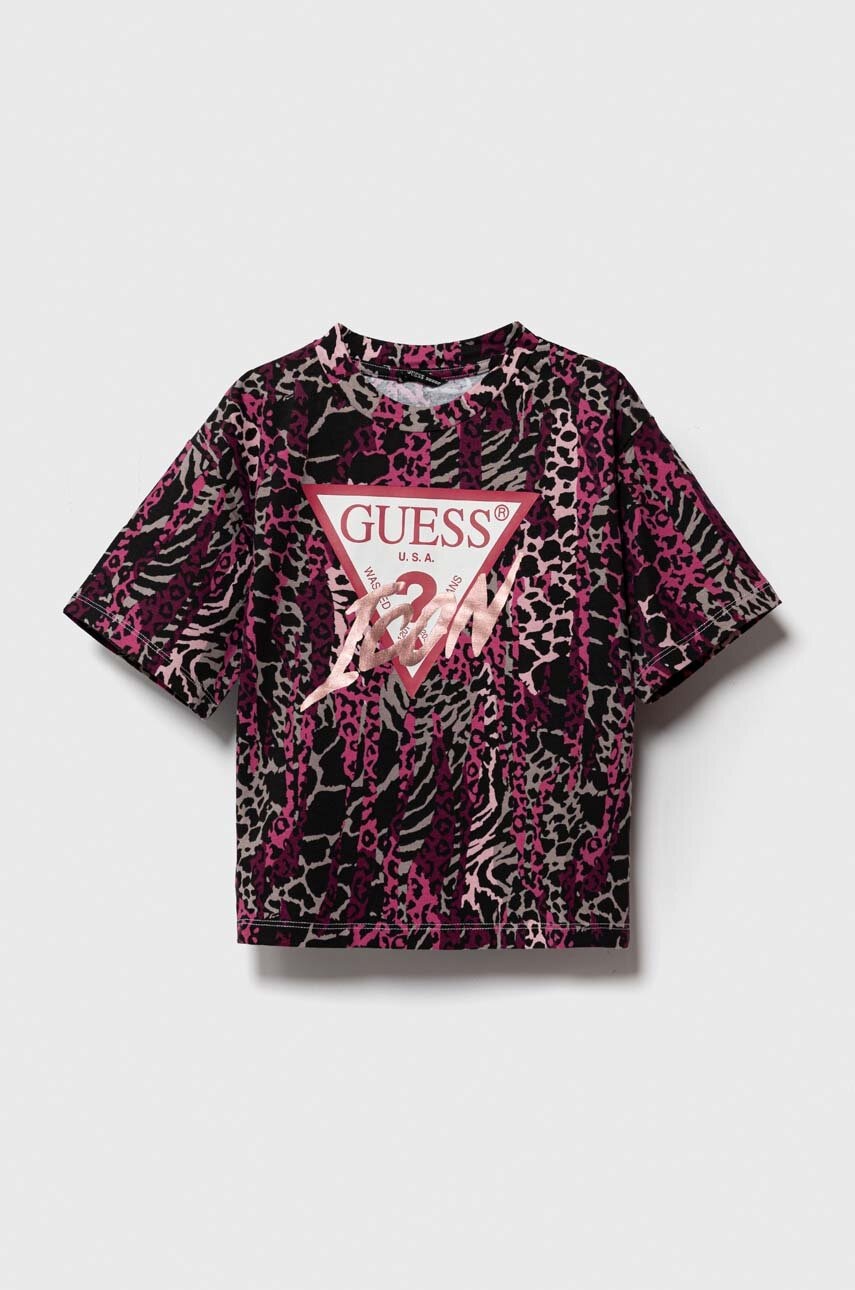 Детская футболка Guess цвет фиолетовый Детская футболка Guess цвет фиолетовый