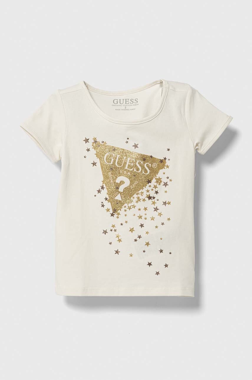 

Дитяча футболка Guess колір бежевий