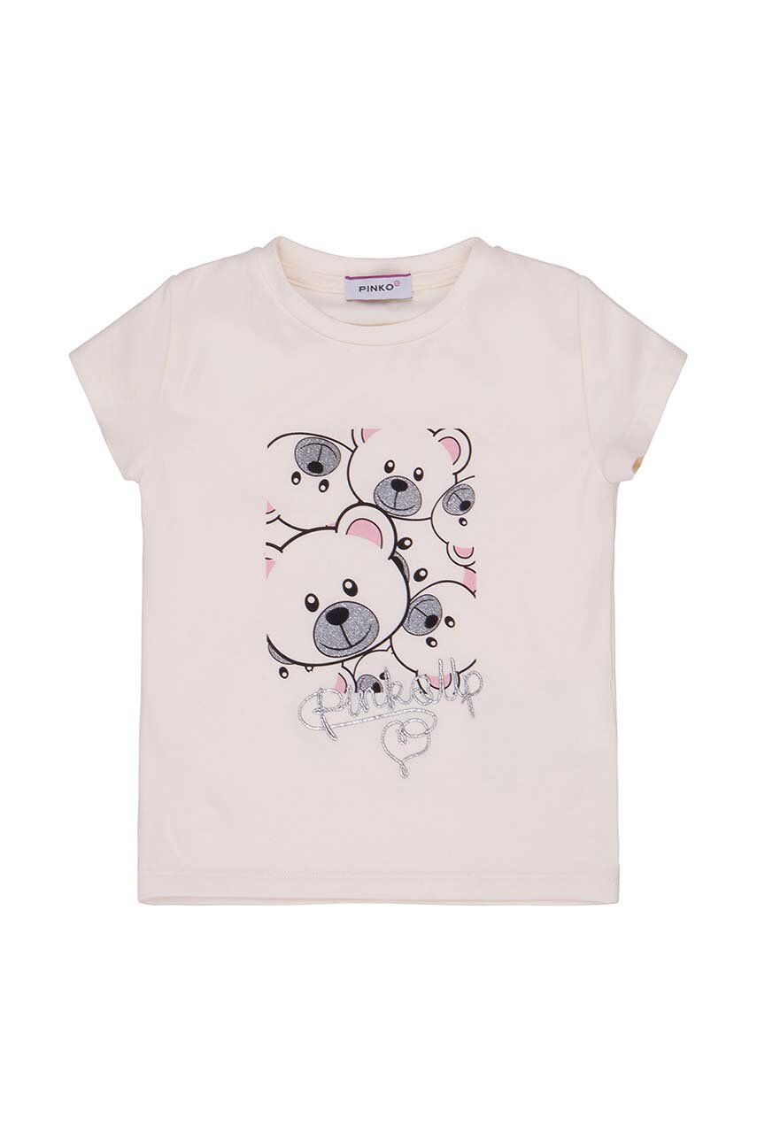 Dětské tričko Pinko Up béžová barva - béžová -  96 % Bavlna