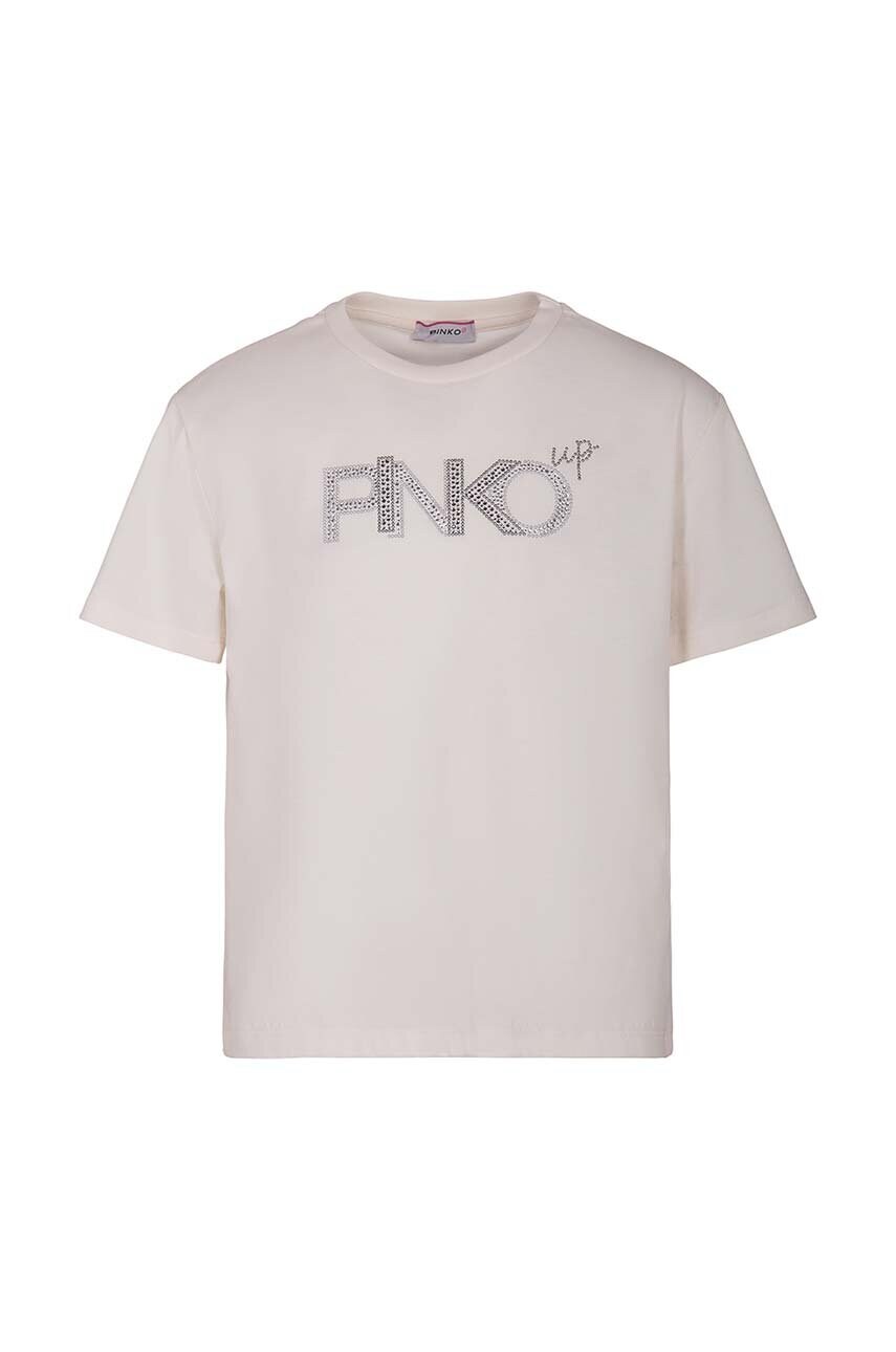 

Детская хлопковая футболка Pinko Up цвет бежевый