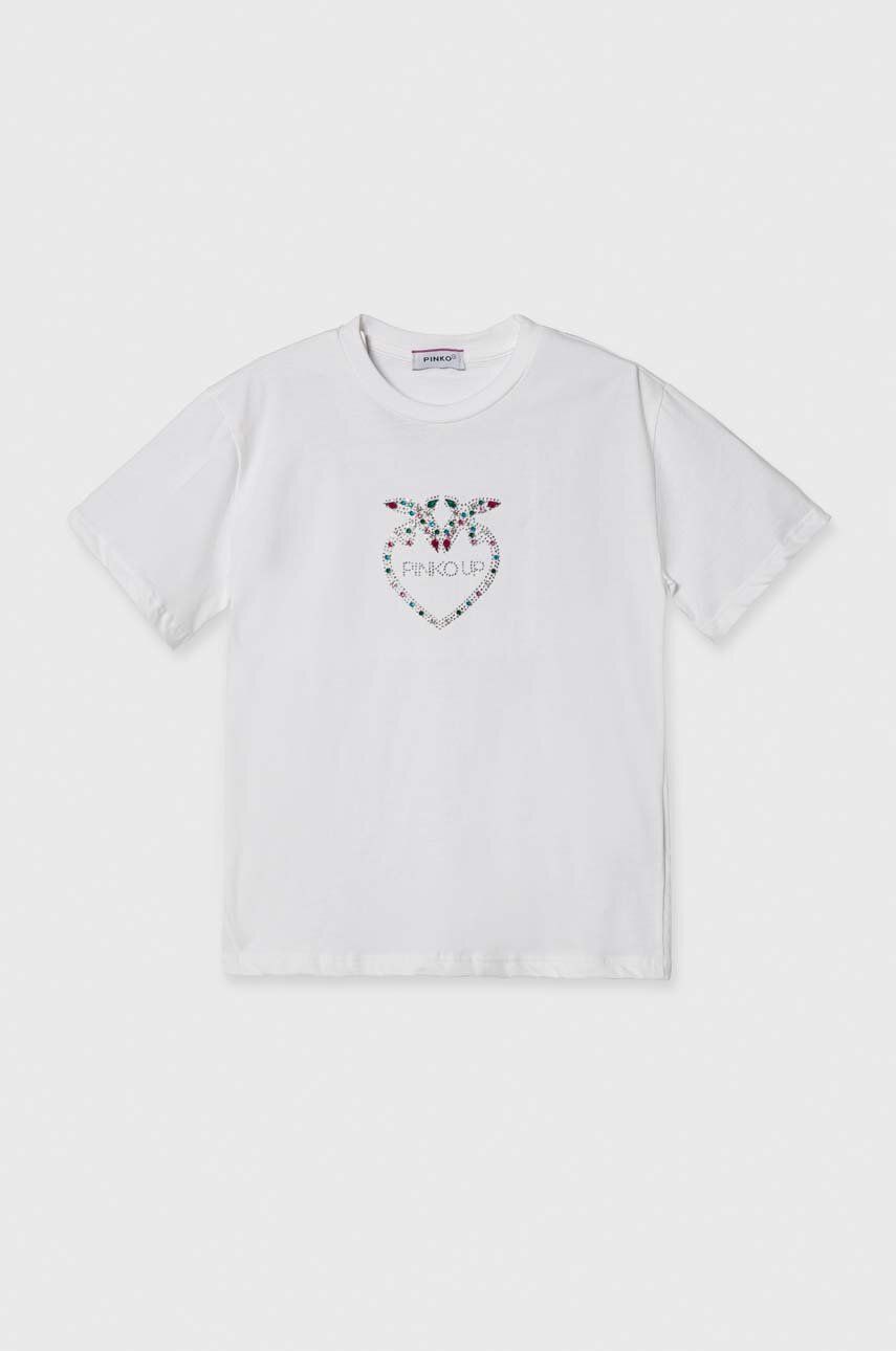 Dětské bavlněné tričko Pinko Up bílá barva - bílá -  100 % Bavlna