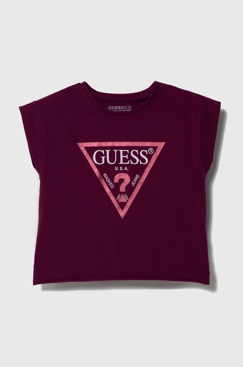 Детская футболка Guess цвет бордовый Детская футболка Guess цвет бордовый