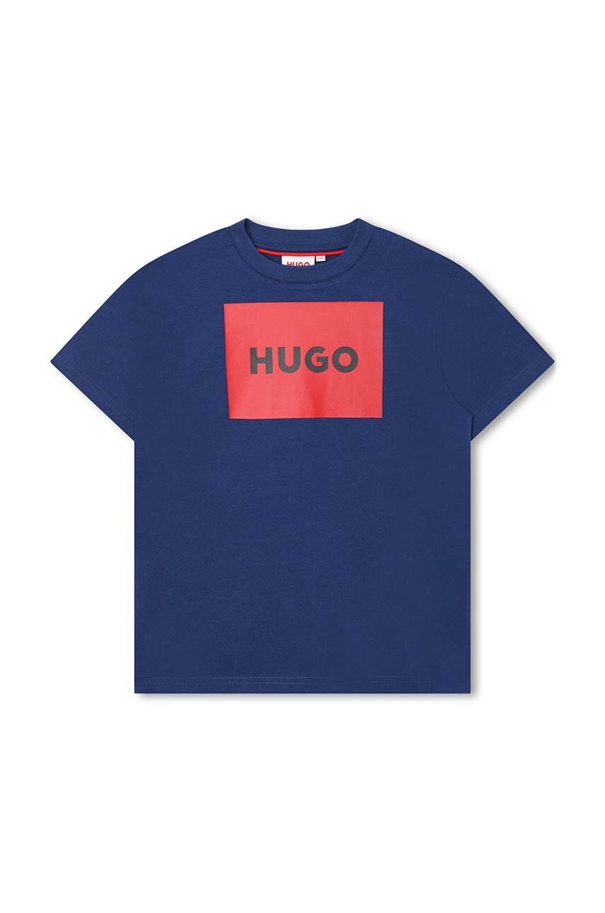

Детская хлопковая футболка HUGO с принтом