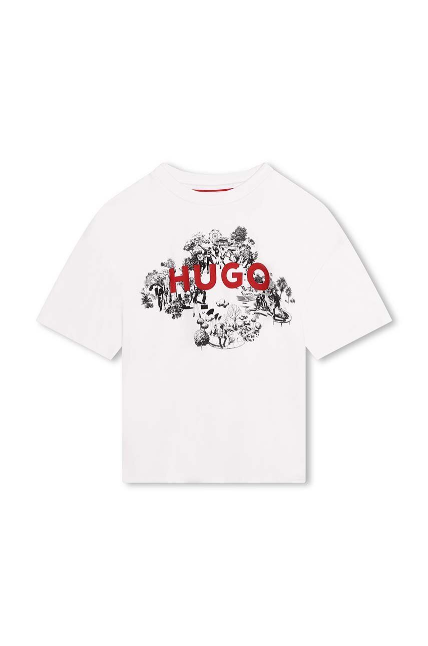 HUGO Tricou Copii Culoarea Alb, Cu Imprimeu