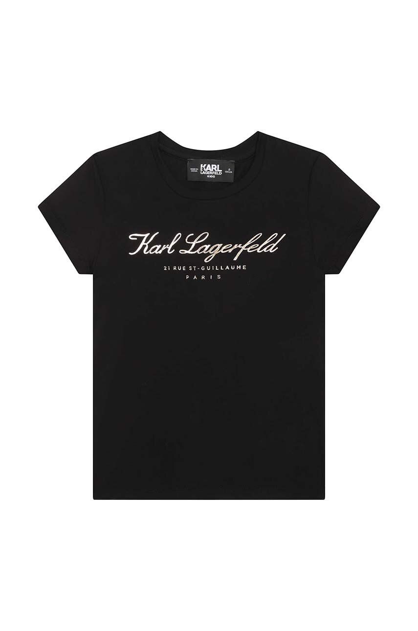 

Детска тениска Karl Lagerfeld в черно с принт, Черен