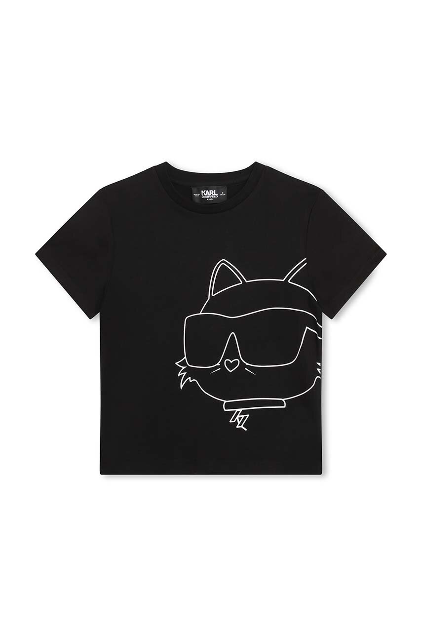 

Дитяча футболка Karl Lagerfeld колір чорний з принтом