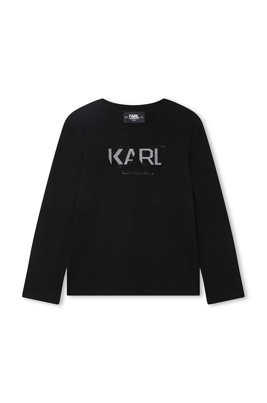 

Детская хлопковая футболка Karl Lagerfeld цвет чёрный с принтом