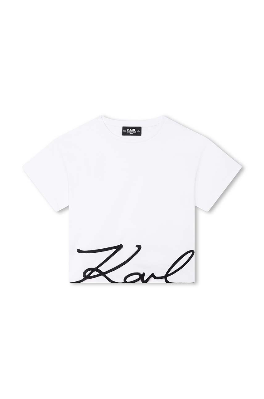 

Дитяча бавовняна футболка Karl Lagerfeld колір білий з принтом