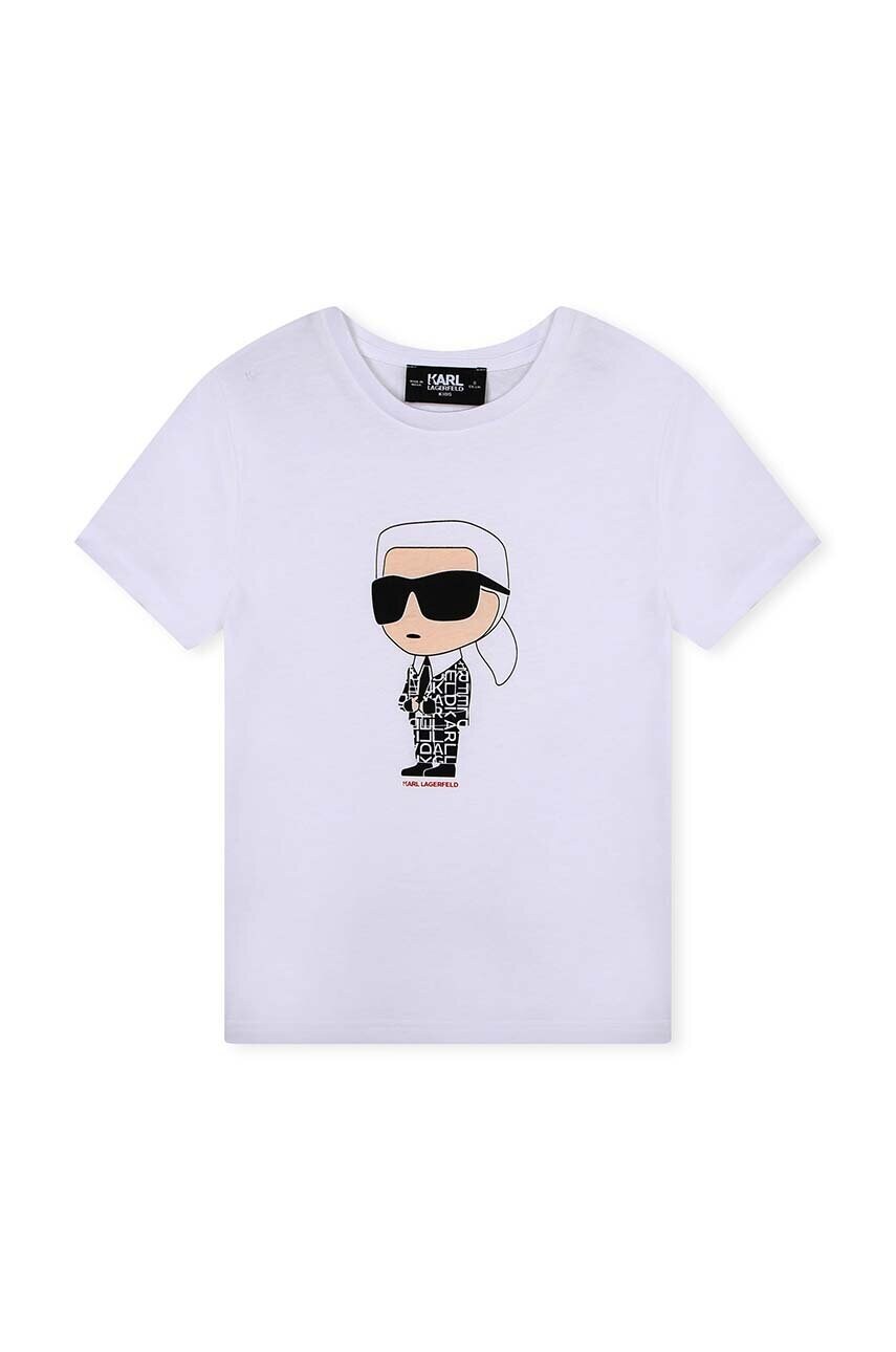 Karl Lagerfeld Tricou De Bumbac Pentru Copii Culoarea Alb, Cu Imprimeu