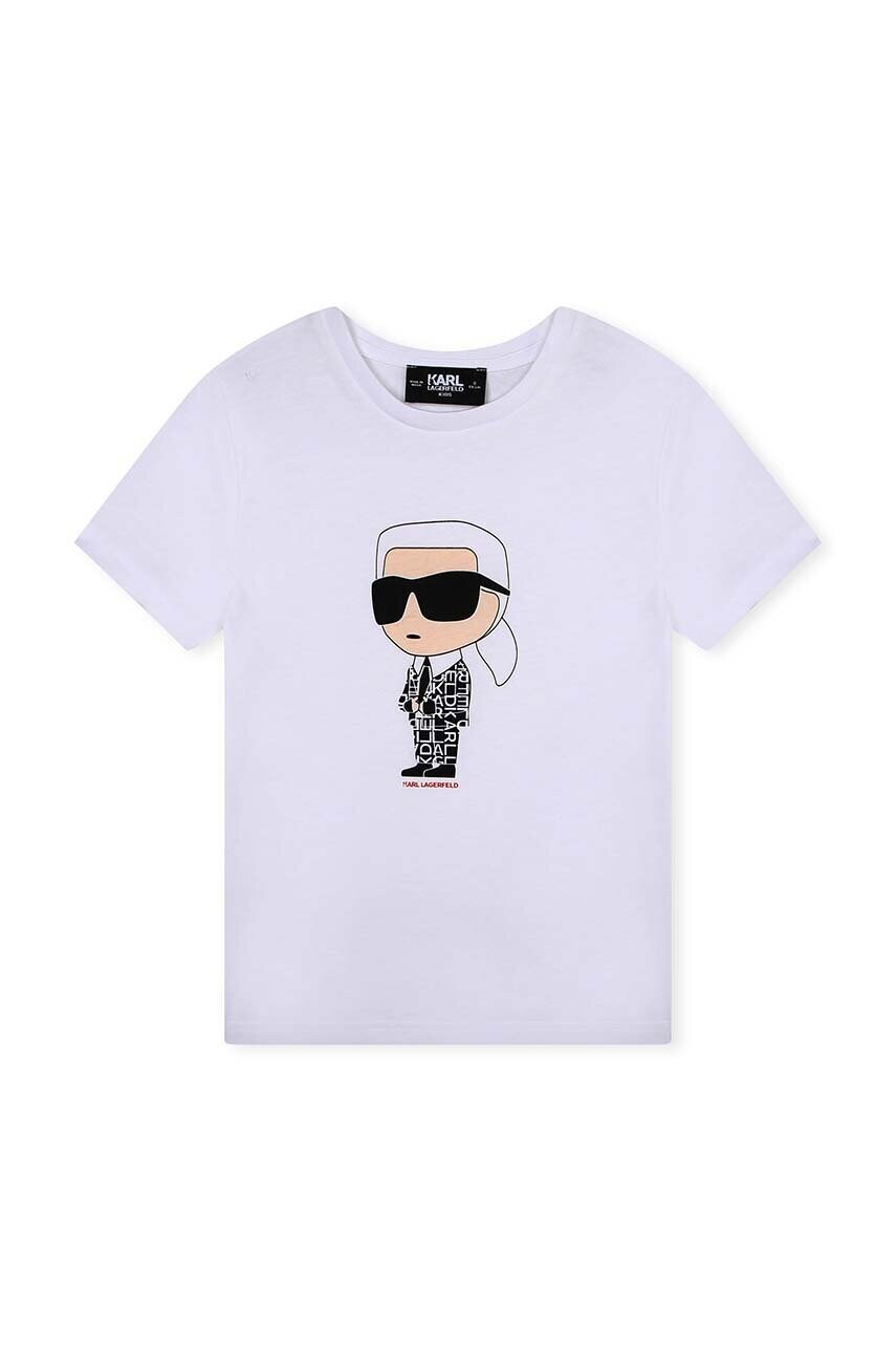 

Дитяча бавовняна футболка Karl Lagerfeld колір білий з принтом