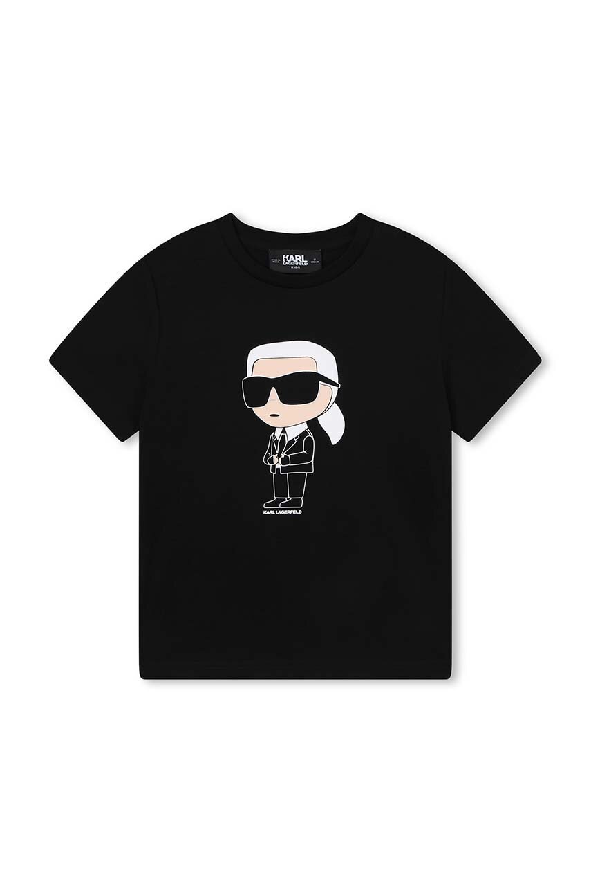 Karl Lagerfeld tricou de bumbac pentru copii culoarea negru, cu imprimeu