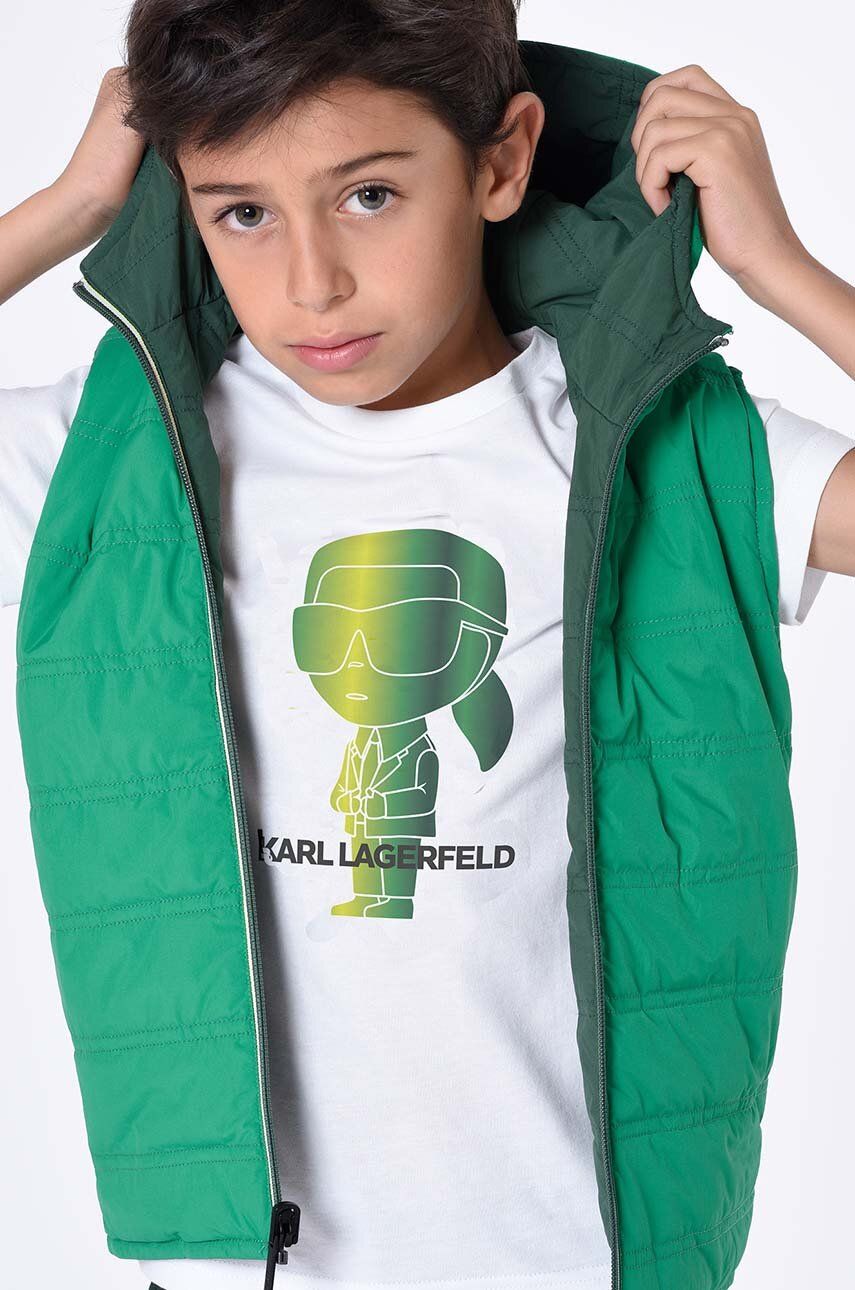 Karl Lagerfeld Tricou De Bumbac Pentru Copii Culoarea Alb, Cu Imprimeu