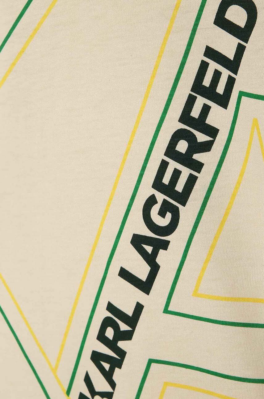 Karl Lagerfeld Tricou De Bumbac Pentru Copii Culoarea Bej, Cu Imprimeu
