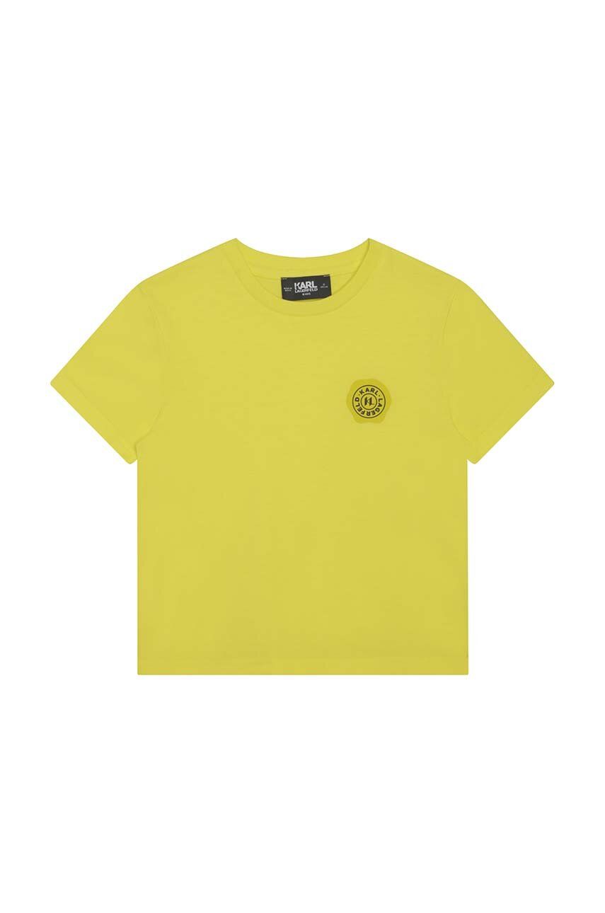 Dětské bavlněné tričko Karl Lagerfeld žlutá barva, s potiskem - žlutá -  100 % Bavlna