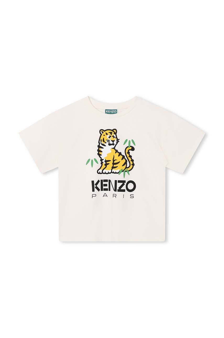 Kenzo Kids tricou de bumbac pentru copii culoarea bej, cu imprimeu