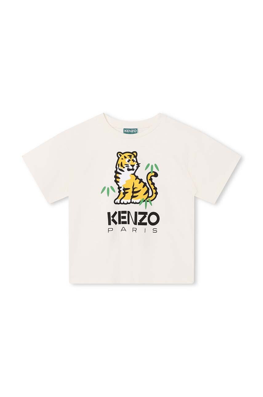 

Детска памучна тениска Kenzo Kids в бежово с принт, Бежов