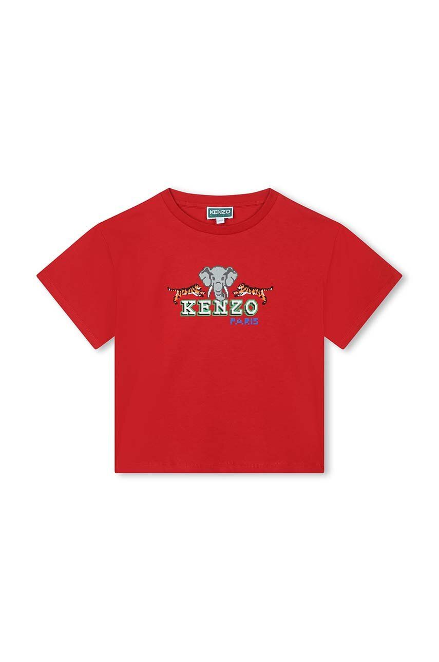 Levně Dětské bavlněné tričko Kenzo Kids červená barva, s potiskem