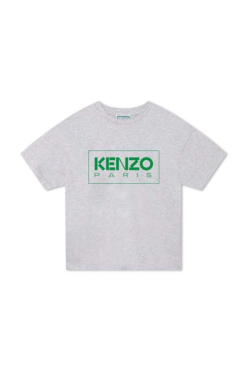 Kenzo Kids tricou de bumbac pentru copii culoarea gri, cu imprimeu
