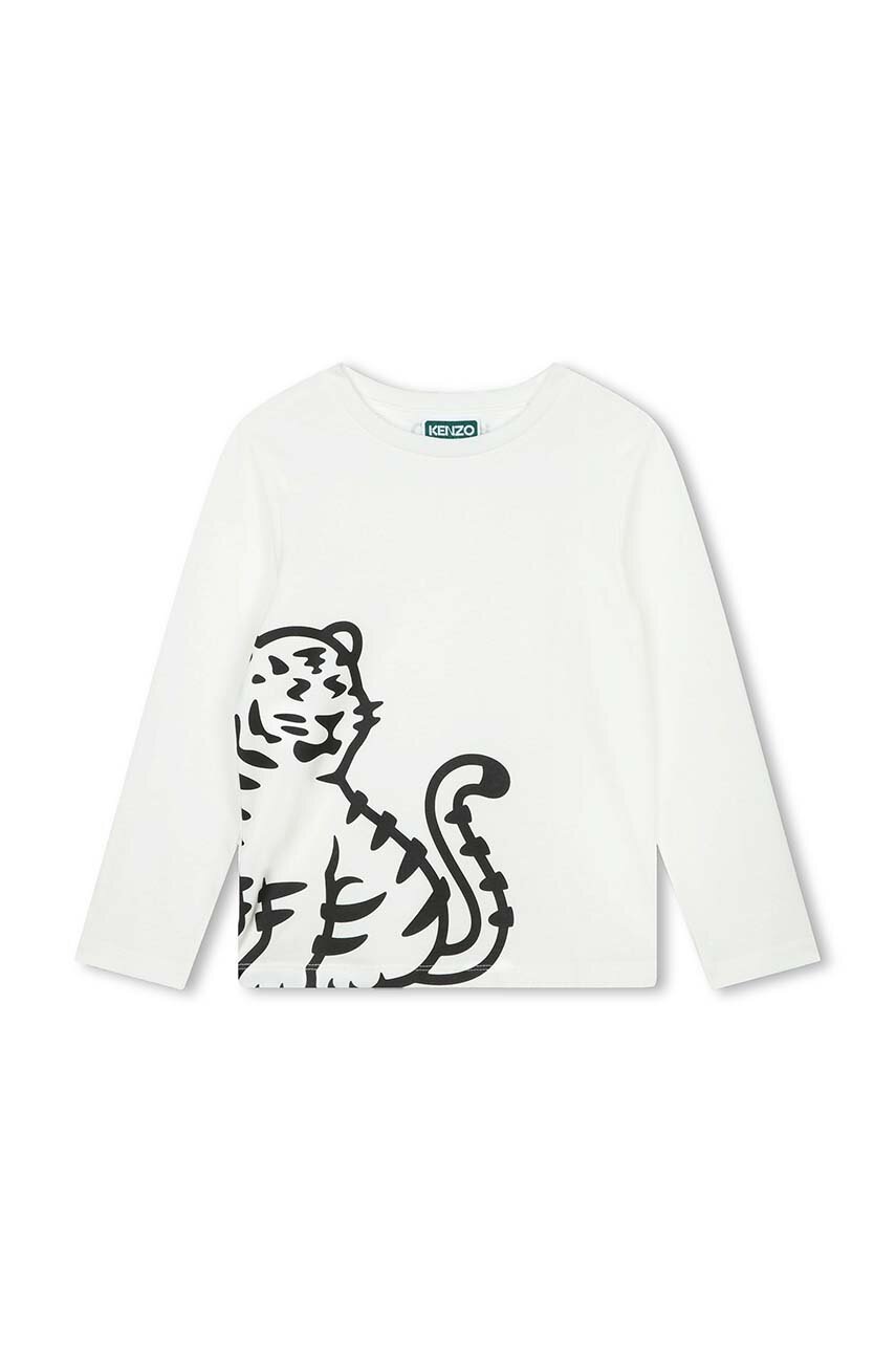 Kenzo Kids Longsleeve Din Bumbac Pentru Copii Culoarea Alb, Cu Imprimeu