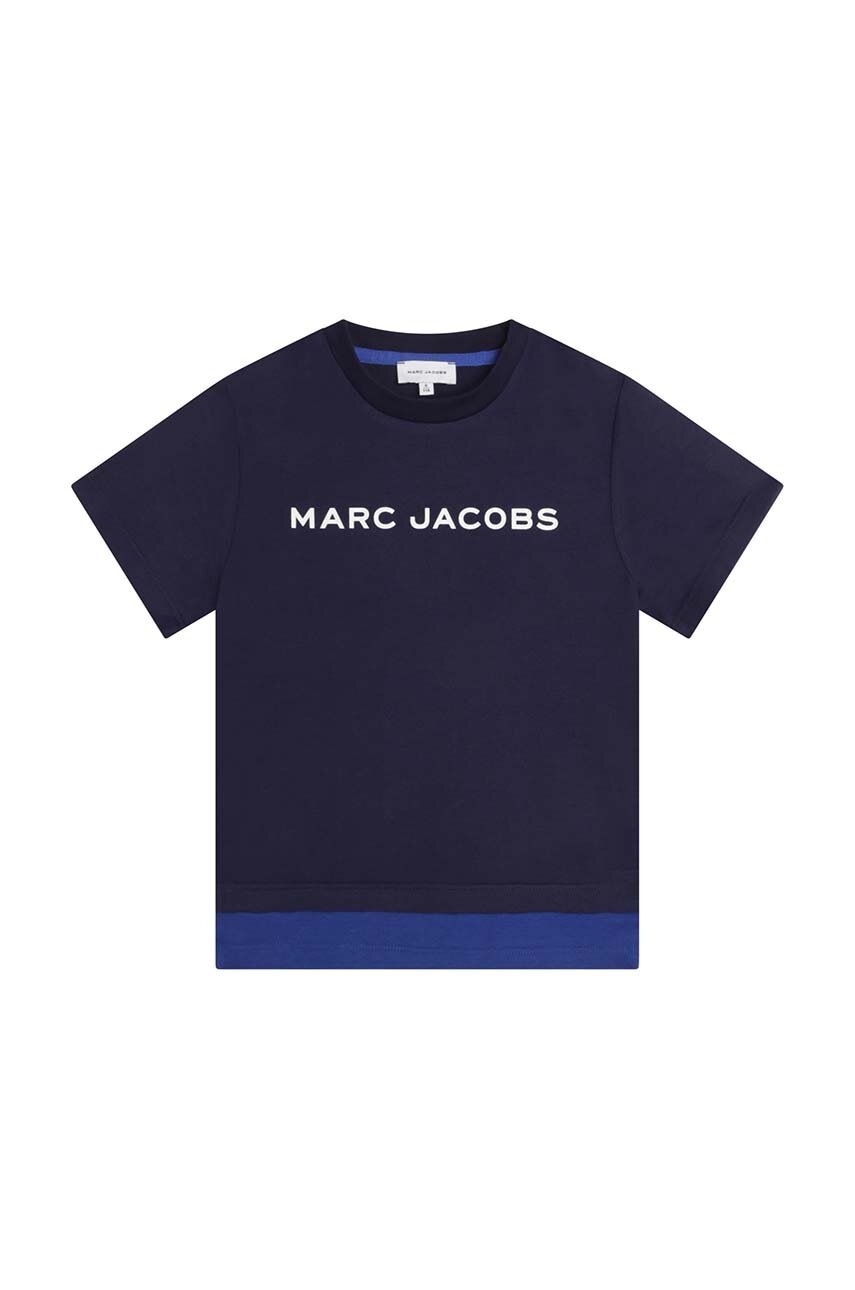 

Детская хлопковая футболка Marc Jacobs цвет синий узорная