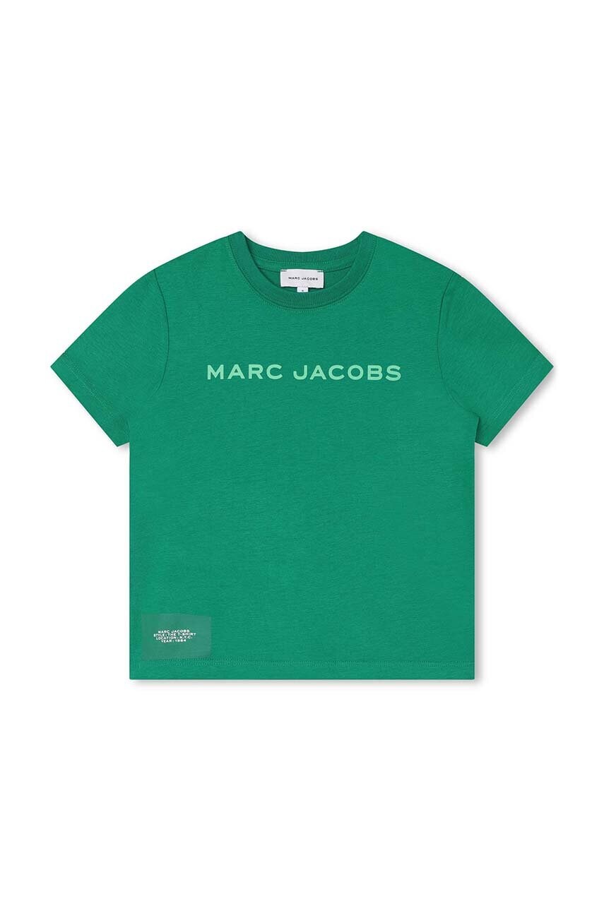 

Детска памучна тениска Marc Jacobs в зелено с принт, Зелен